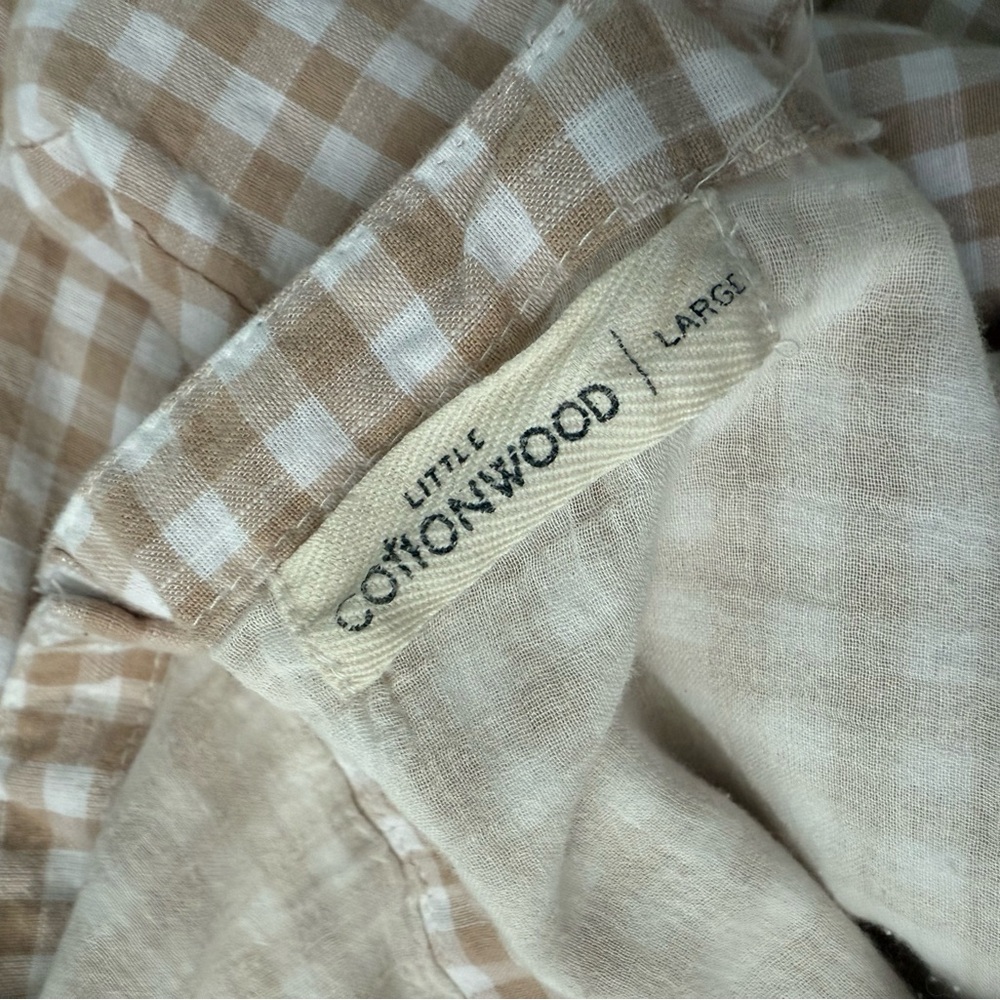 Gingham Midi Dress with Tie Waist - Cream/Beige - Picture 3 of 4